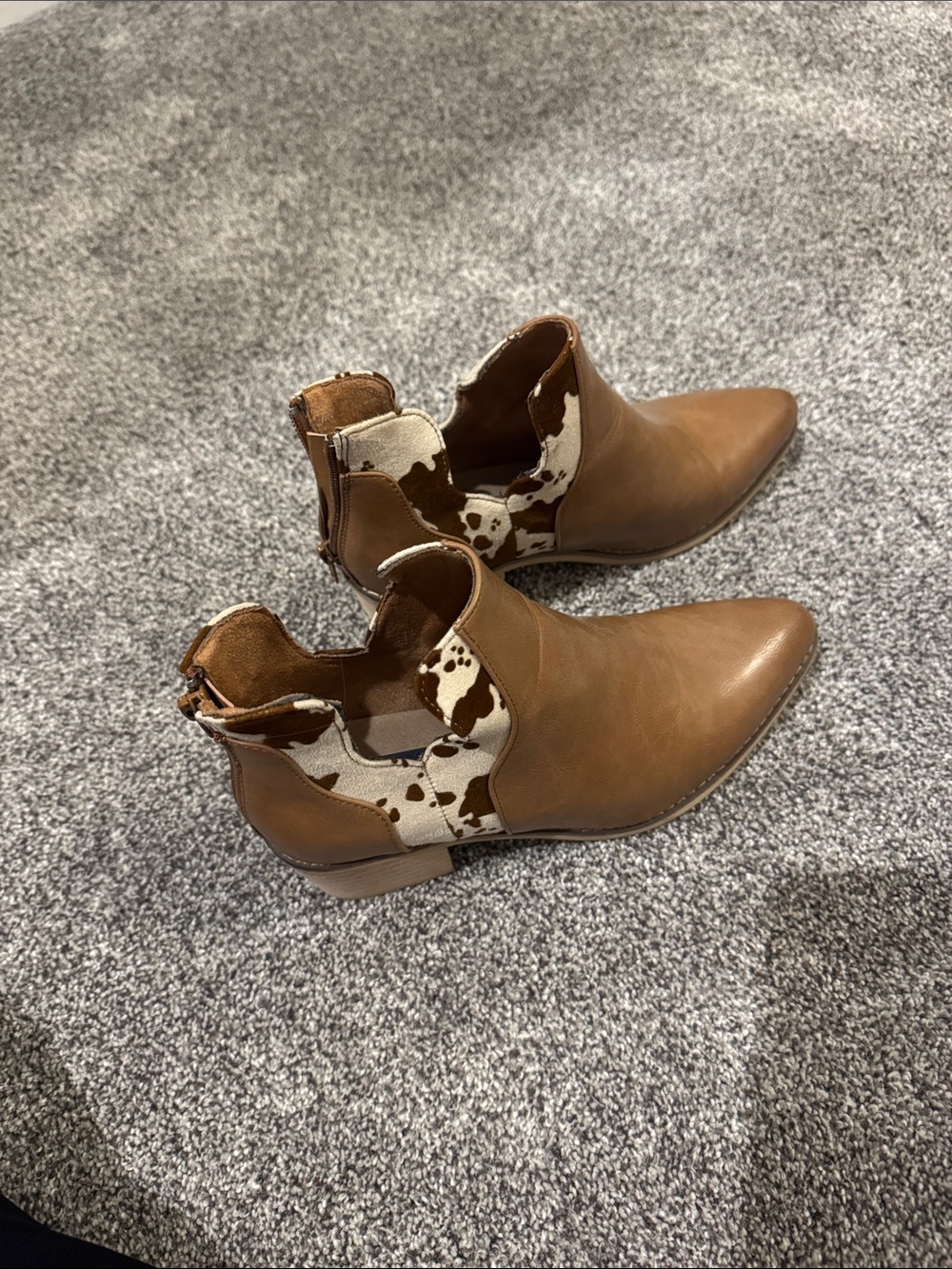 Natural Reflections Brown Cowhide Accent Ankle Boots